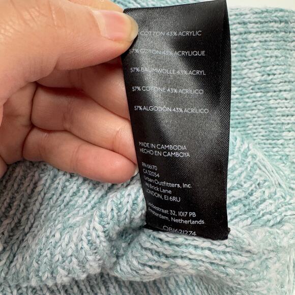 Urban Outfitters Jacket Womens Small Blue Rhode Distressed Hooded Cardigan Crop - Picture 8 of 12